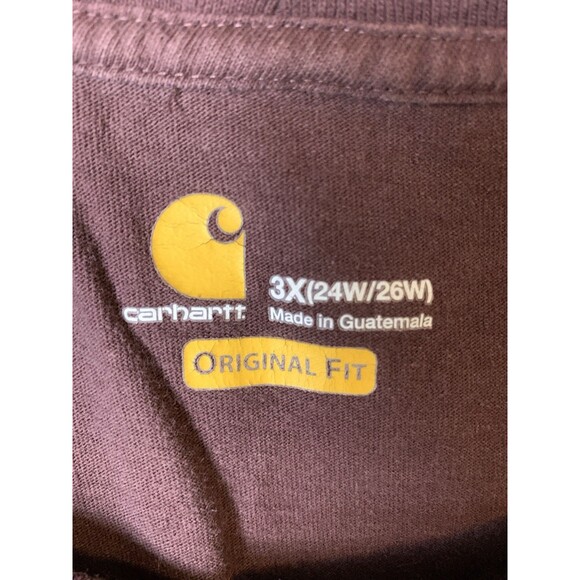 Carhartt T-Shirt Mens 3X Brown Original Fit Long Sleeve Work Wear 1 Pocket - Picture 4 of 7